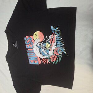 Organic Generation small black woman's Vintage skull summer crop top T-Shirt